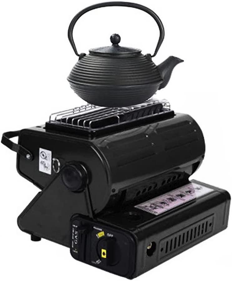 HXSM Portable Gas Heaters for Indoor Multifunctional Camping Stove for Caravan Outdoor Butane Heater with Portable Handle, Propane Radiant Heater (Color : Black 2 in 1 Propane Heater+Stove)