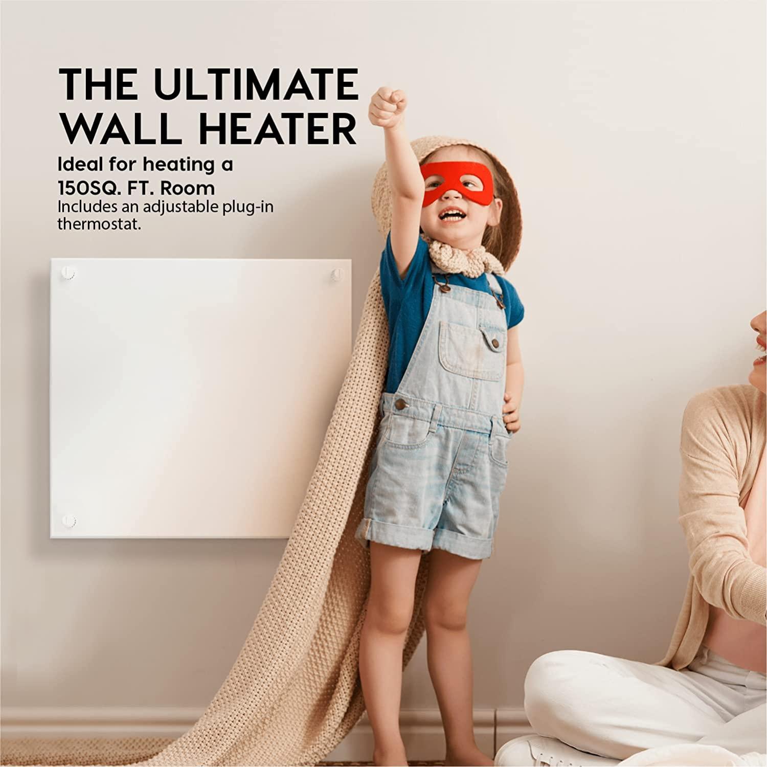 EconoHome Wall Mount Space Heater Panel 2023 Model - with Thermostat - 400 Watt Convection Heater - Ideal for 120 Sq Ft Room - 120V Electric Heater - Overheat Protection (White) - Image 3
