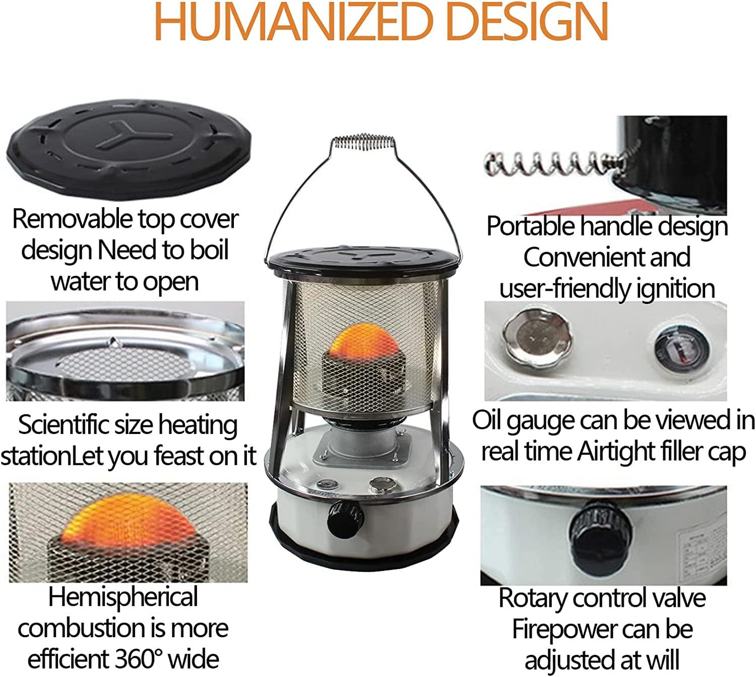 Kerosene Stove Heater, Portable Fuel Oil Heater, Stainless Steel Kerosene Stove Heaters with Stove Bag, Kerosene Heaters for Indoor, Outdoor, Camping,White2-4.5L - Image 3