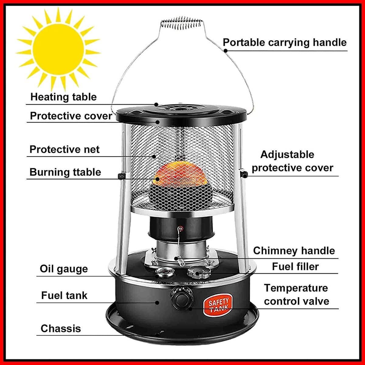 DUTIL Adjustable Height Kerosene Stove,Indoor Heater Non Electric,Black Portable Kerosene Stove Heaters for Indoor Use, Multifunctional Tent Heater for Camping, with Storage Bag and Accessories - Image 6