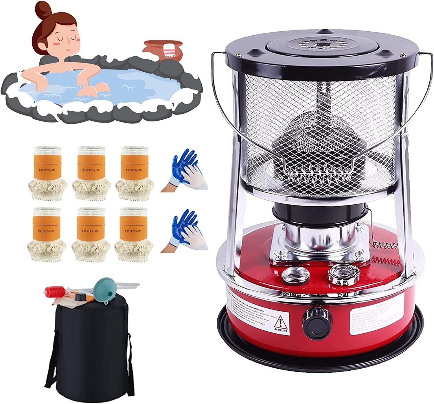 Tent Heaters for Outdoor with 6 Wicks Portable Kerosene Stove for Indoor Adjustable Firepower Oil Heater Camping for Winter 4.6L/6L (Size : 4.6L/Red)