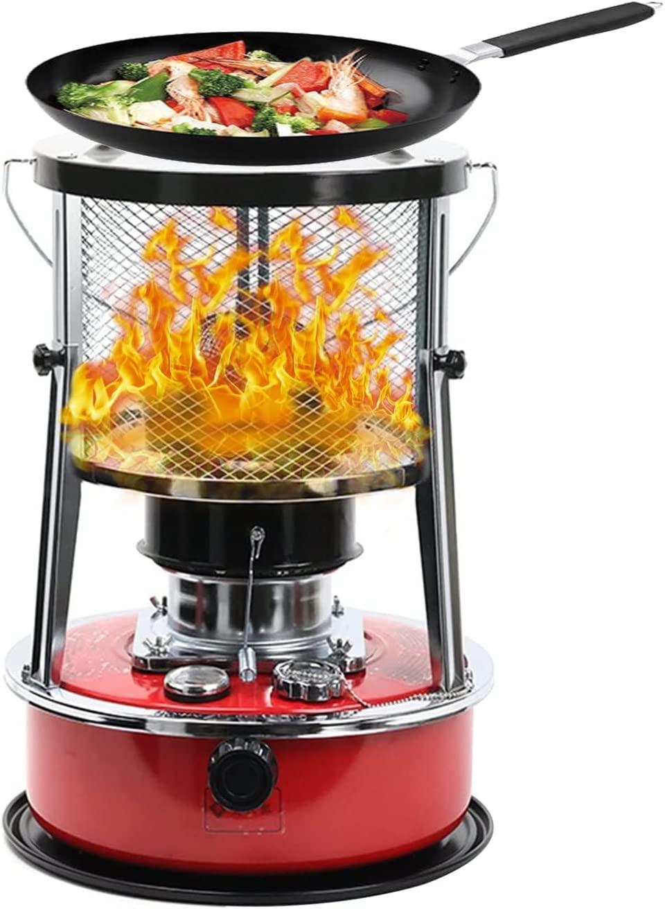 Petroleum Stove Tent Heater, 4.6L Portable Radiant Heater Burner, Energy-Saving Emergency Stove for Patio Camping Greenhouse, with Automatic Extinguisher and 6 Wicks (Color : Red)