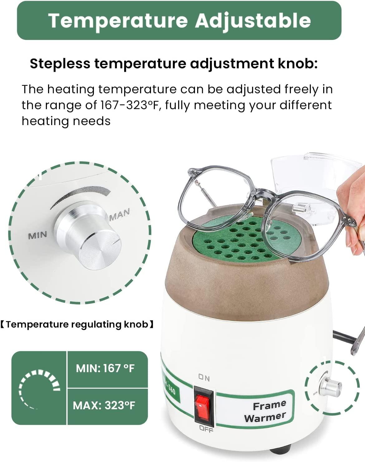 Huanyu Frame Warmer 167-323℉ Eyeglass Frame Heater 500W Adjustable High Temperature Less than 64dB, for Non-metal Spectacle Frames : Resin/Sheets/etc, II Grade Electric Appliance with CE 110V - Image 4