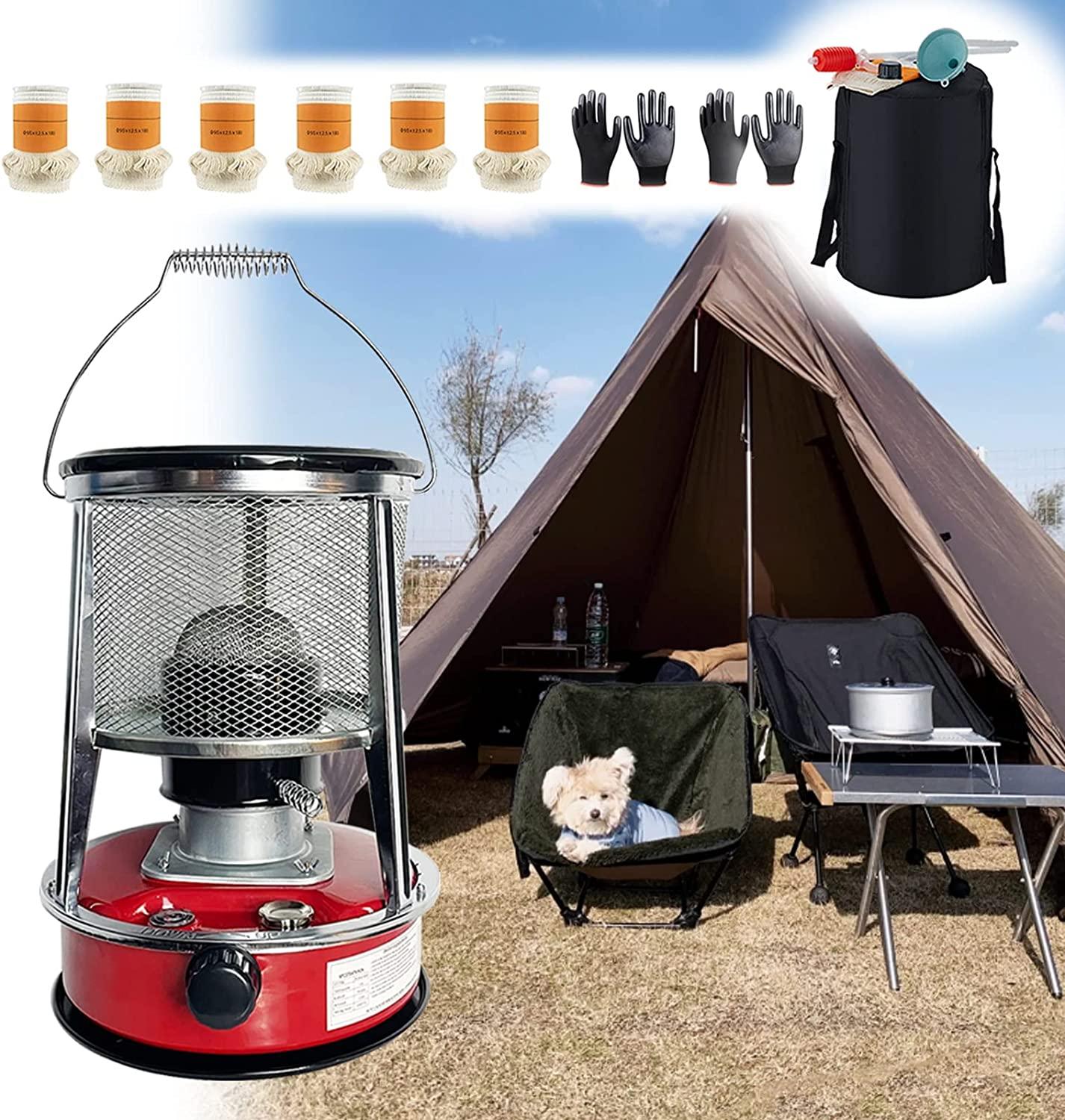 Kerosene Stove Stainless Steel Heater Tent Heater Red Glass Burner Camping Stove Portable Multifunctional Stove for Indoor Outdoor Camping (Color : Red-4.6L)