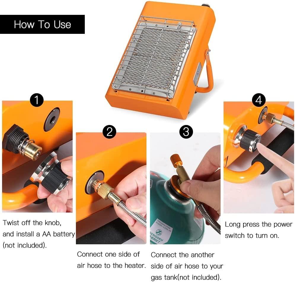 WJWA Butane Heater, Space Heater, Portable Gas Stove for Outdoor Camping Fishing Tents, 32 * 20 * 11 cm, Ceramic Heating Plate - Image 6