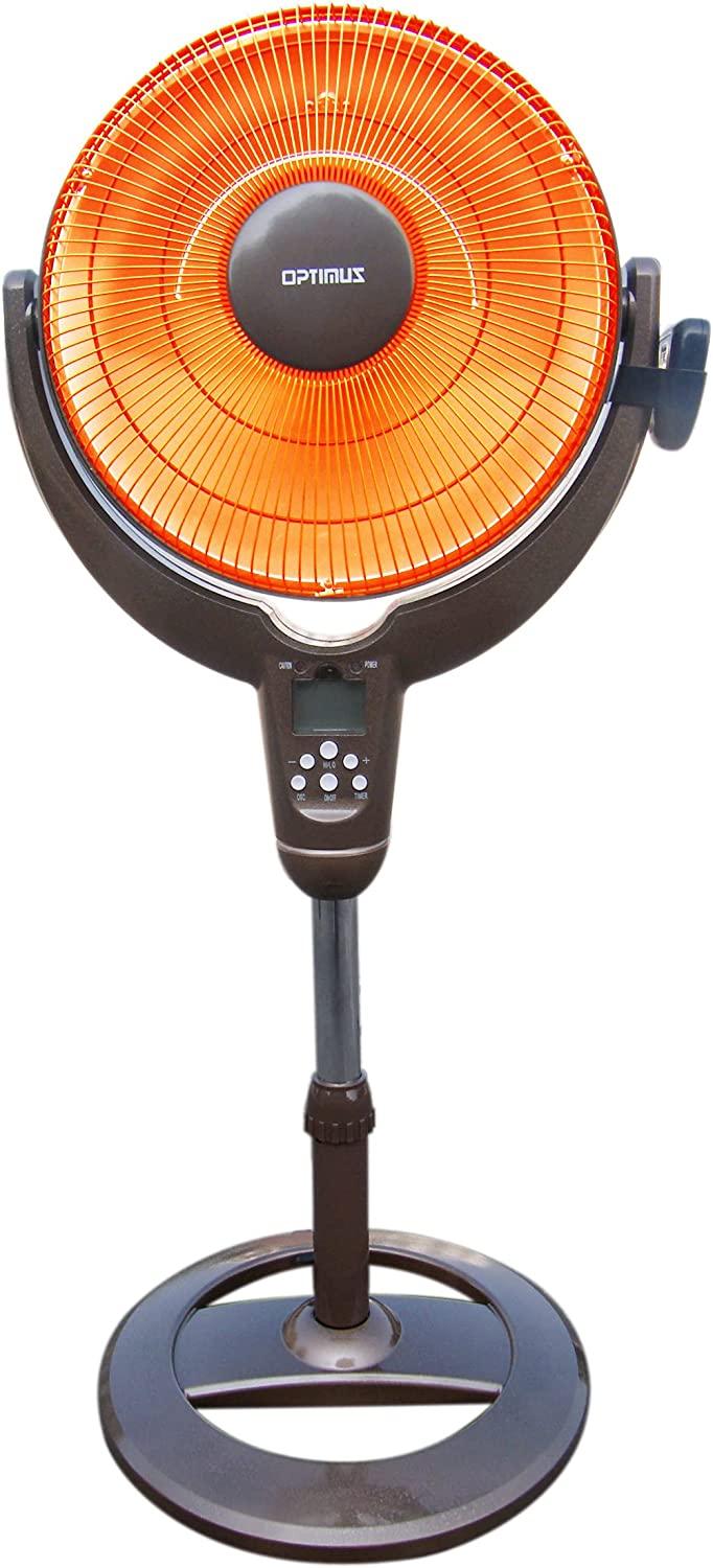 Optimus 14" Oscil Pedestal Digital Dish Remote Heater, Black