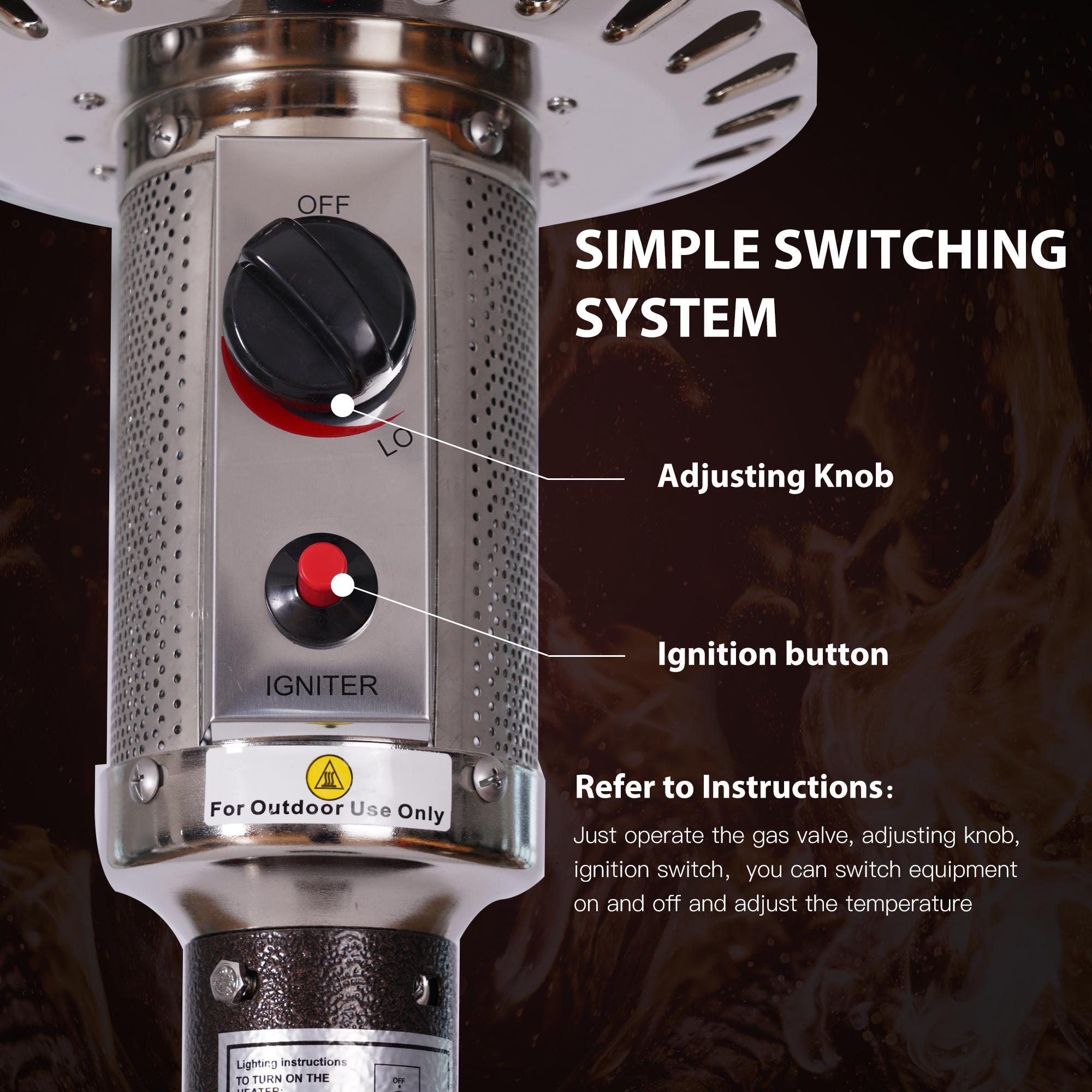 HINDUNY Outdoor Gas Heater, Portable Heater, 88 Inches Tall Premium Standing Patio Heater, With Auto Shut Off And Simple Ignition System, Wheels And Base Reservoir RT - Image 4