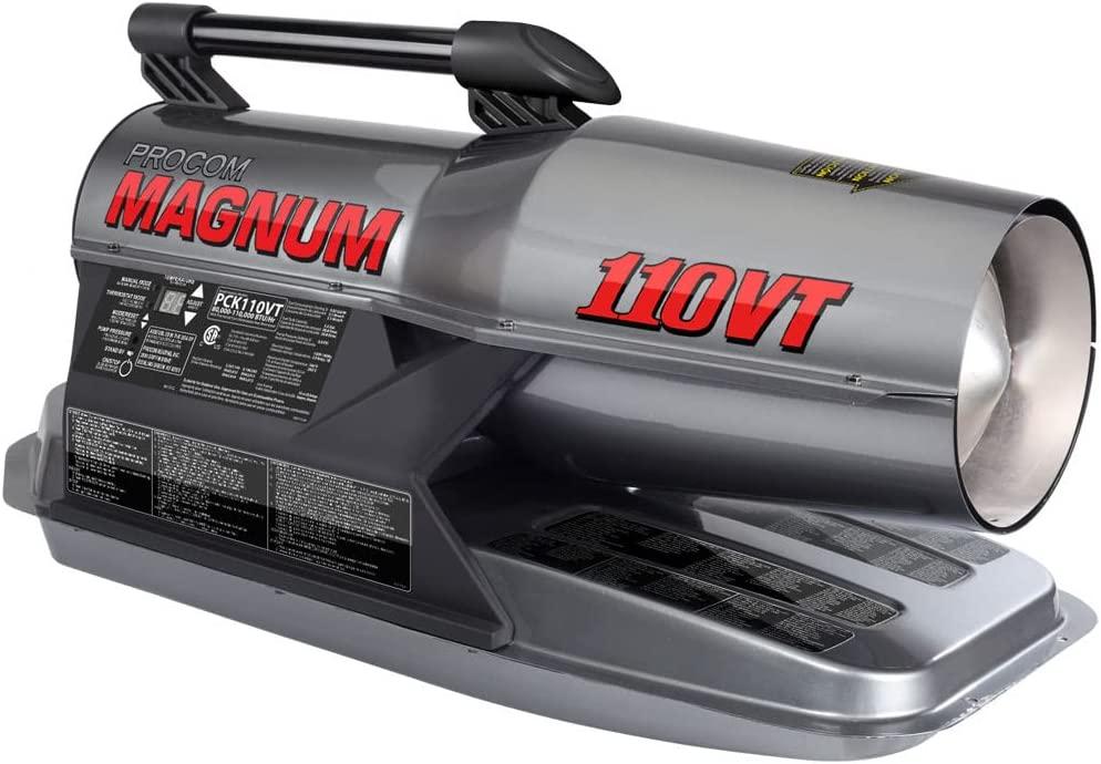 ProCom Kerosene Forced Air Heater - 80,000-110,000 BTU, Multifuel - Model# PCK110VT-R (Renewed)