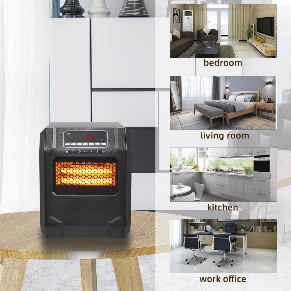 Portable Space Heater, 750W/1500W Small Infrared Heater w/ Remote, LED Display, 3 Working Modes, Safe Electric Heater for Home Office Bedroom with Overheat Protection, 11.58" x 9.72" x 12", Q6159 - Image 5