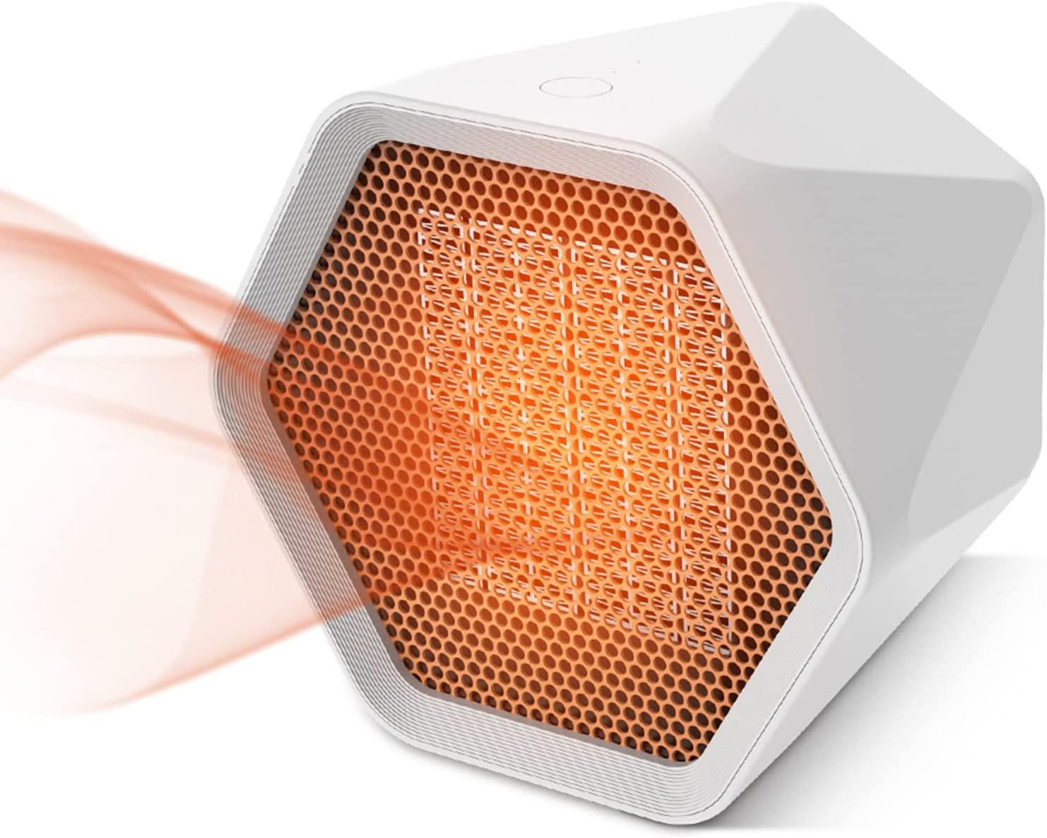Portable Electric Fan Heater, Space Heaters For Home Low Energy, Ceramic 600/1000W Mini Electric Space Heater With Thermostat And Safety Cut-Off (600W|White) (Color : 1000w|white)