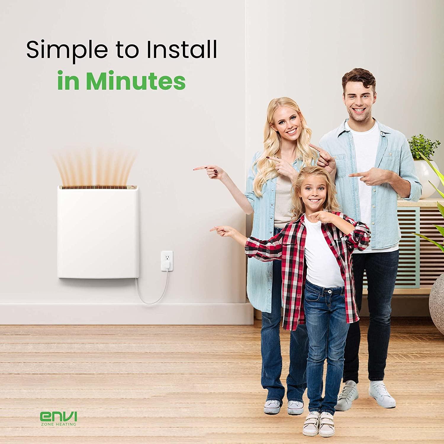 Envi Plug-in Electric Panel Wall Heater for Home, Energy Efficient, Child Safe, Quiet, Great for Bedrooms, Bathrooms, Office, Kitchen, Garage, Tip-Over Protection, Comfort-Level Adjustable Thermostat - Image 6