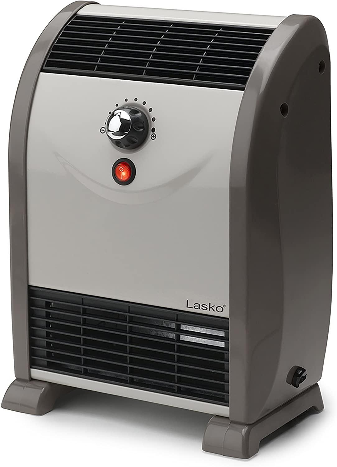 Lasko 5812 Automatic Airflow Heater, 14″L x 6″W x 11.5″H, Silver Gray