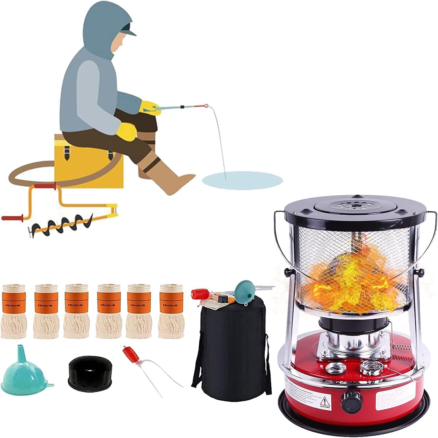 Mobile Kerosene Stove Burners, Heat Output: Max 9000BTU/H, Portable Tent Heater Emergency Oven, 4.6L Energy Saving Radiant Heater for Cooking Camping Greenhouse (Color : Red)