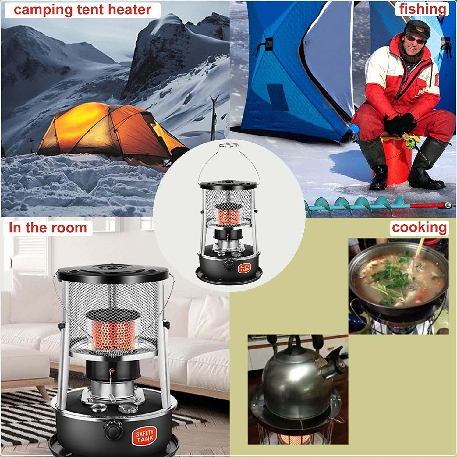 Lake Blue/Black Stainless Steel Kerosene Stove Heaters for Indoor Use, Emergency Heater with Adjustable Protective Cover, Non Electric Heaters for Camping, for Balcony, Garden, Patio or Camping - Image 7