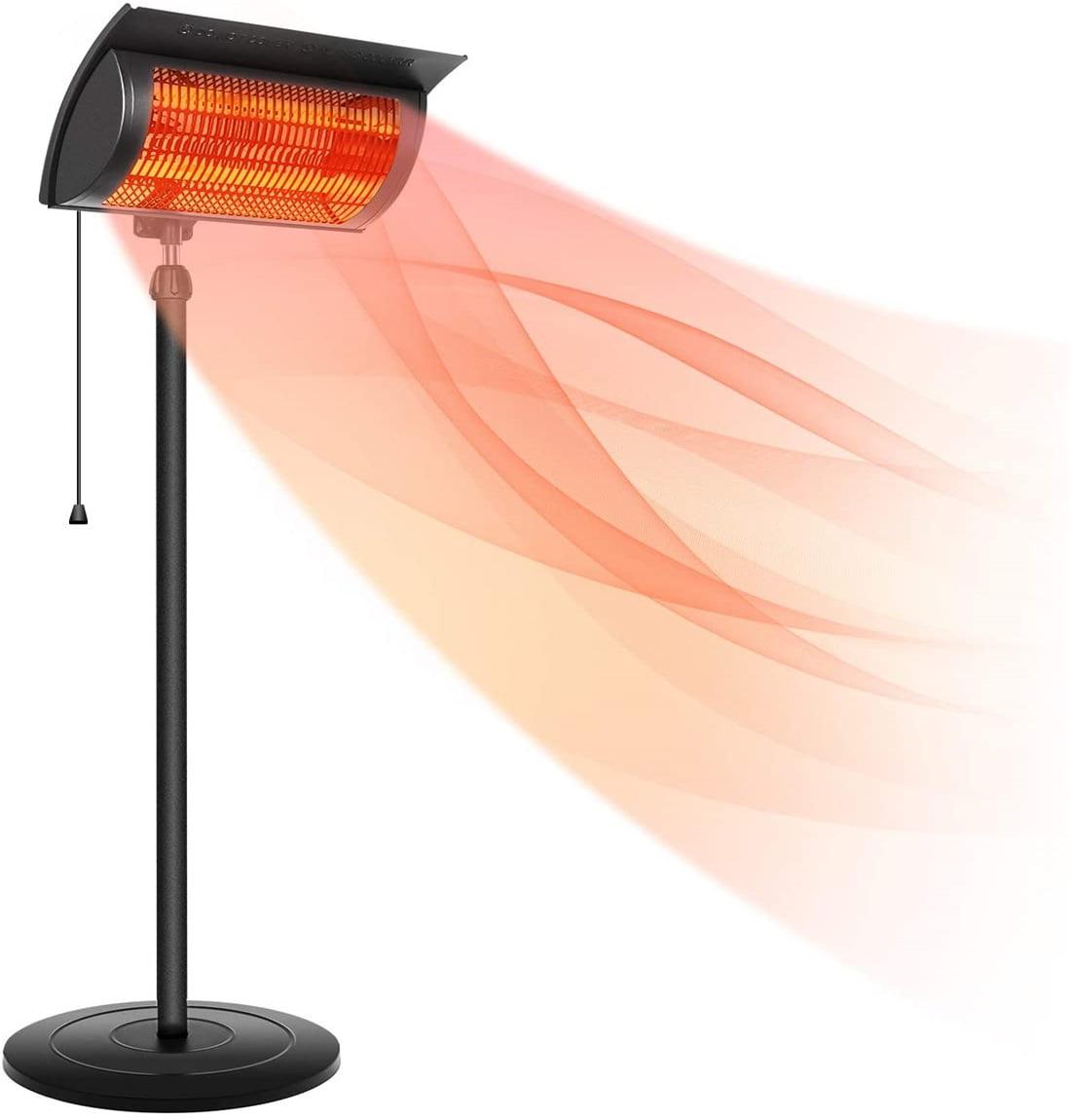 SYNGAR Patio Standing Heater, Outdoor Infrared Heater with Overheat Protection, 750W/1500W Electric Fast Heating Heater, Height Adjustable Heater for Balcony, Courtyard, Garage, Living Room, D5898