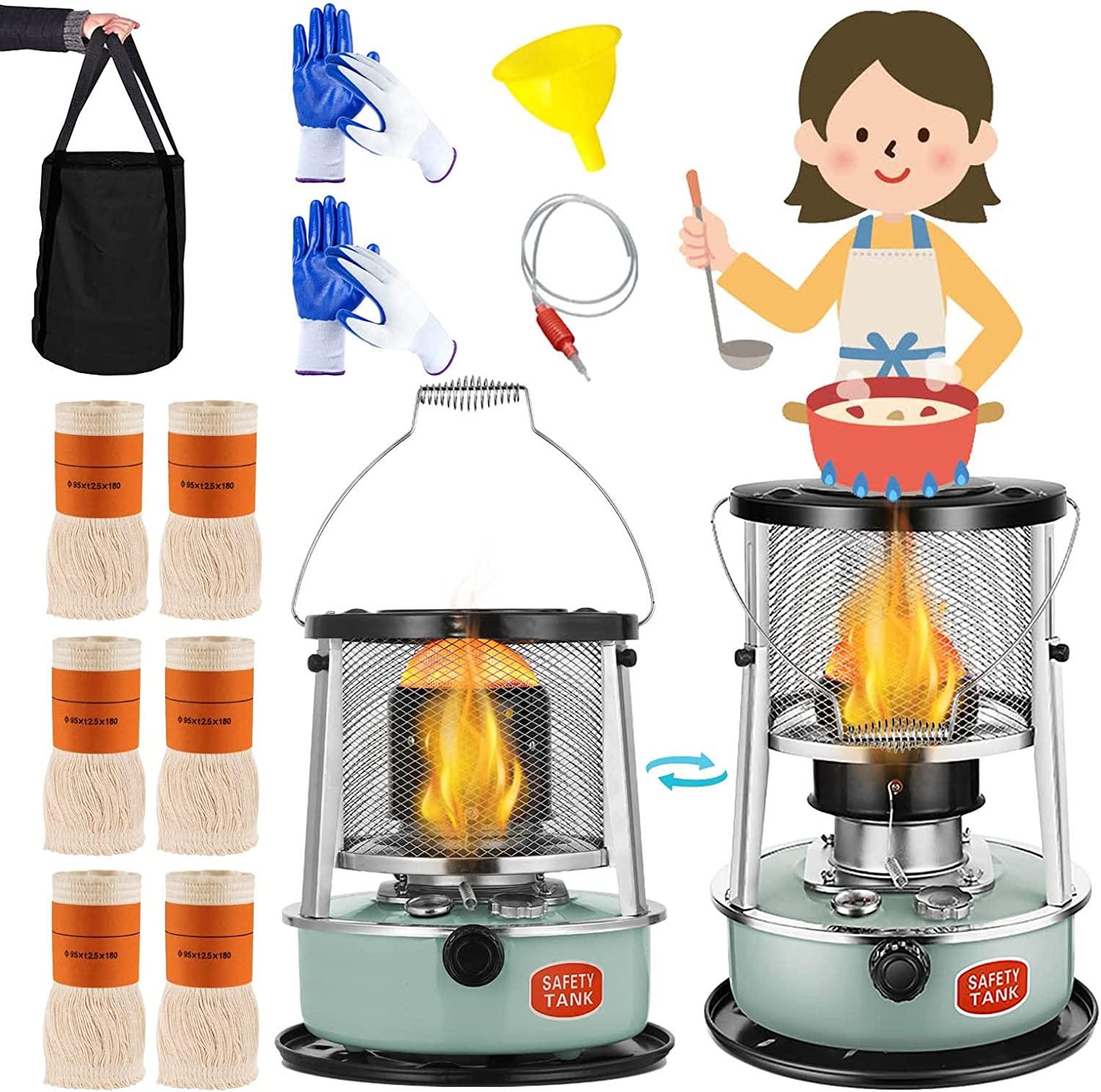 Multifunctional Kerosene Heaters for Indoor, Prevent Scalding Non Electric Heaters for Camping, Height Adjustable Indoor Emergency Heater, for Ice Fishing Hiking Survival Emergency Patio - 4.5L