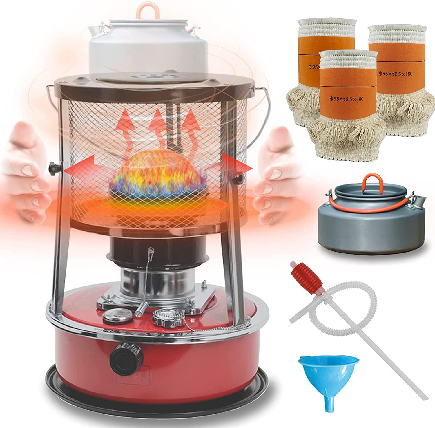 Kerosene Heater for Indoor/Outdoor Use Non Electric Portable Heater with Camping Kettle, 3 Wick, 2600W Small Kerosene Space Heaters, Kerosene Stove for Patio, Fishing, Tent Heater - Image 7