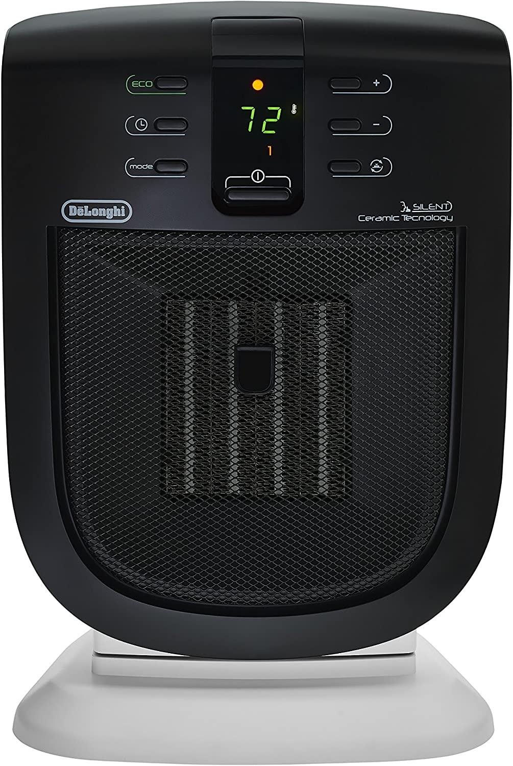 De'Longhi DCH5915ER Ceramic Compact Heater, 5 lbs, White with Black