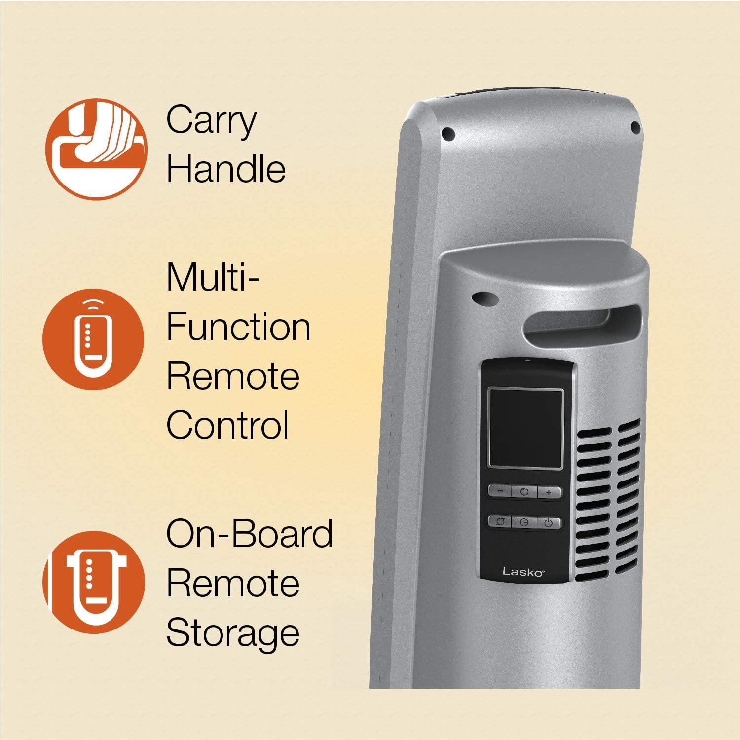 Lasko 5586 Digital Ceramic Tower Heater with Remote, Dark Grey - Image 6