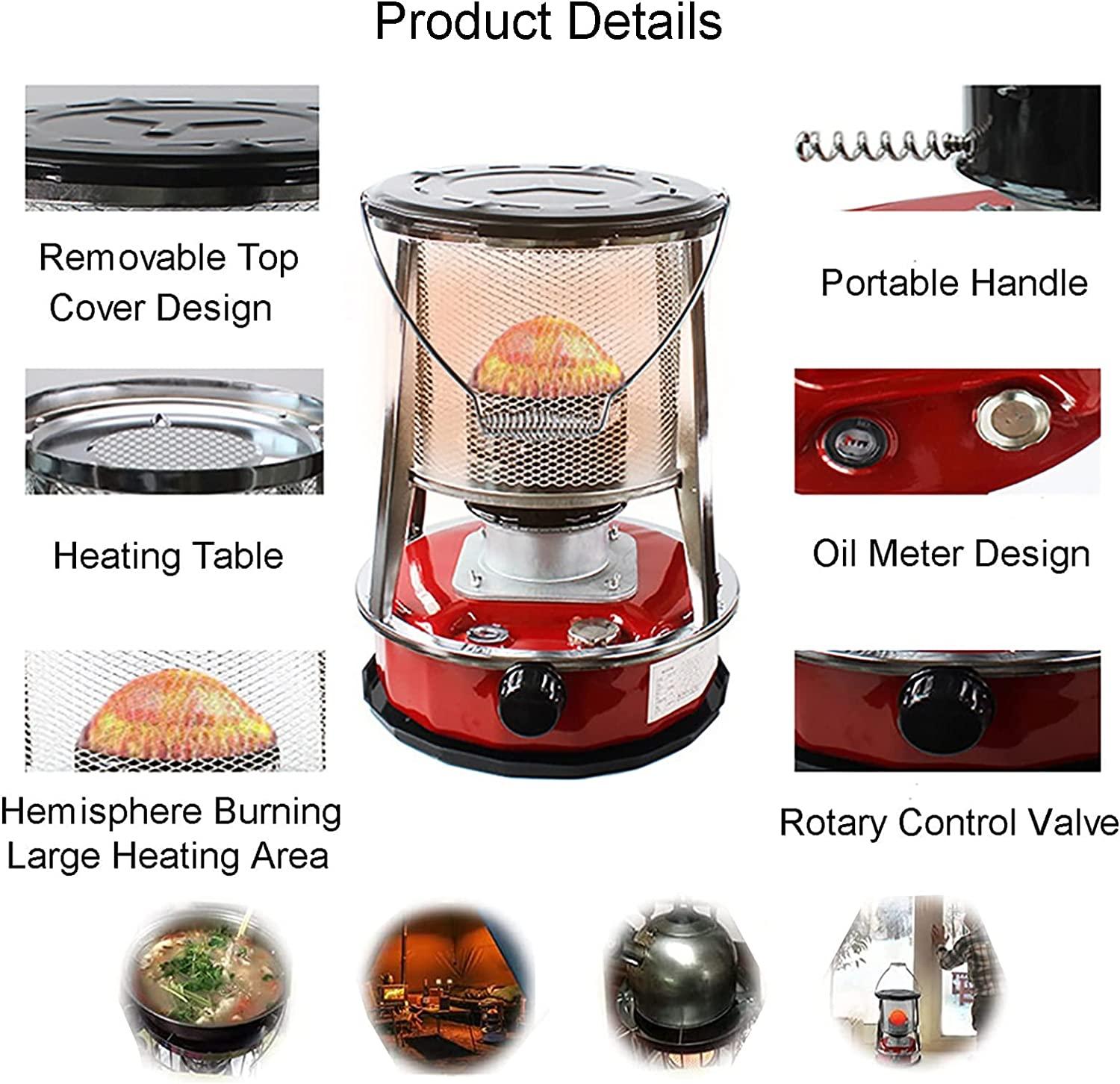 Kerosene Space Heaters Stove, 2600W Portable Efficient Camping Stove, 9000 BTU/H Indoor Kerosene Heater, Non Electric Heaters for Indoor Outdoor Patio Camping Ice Fishing Survival Emergency - Image 5