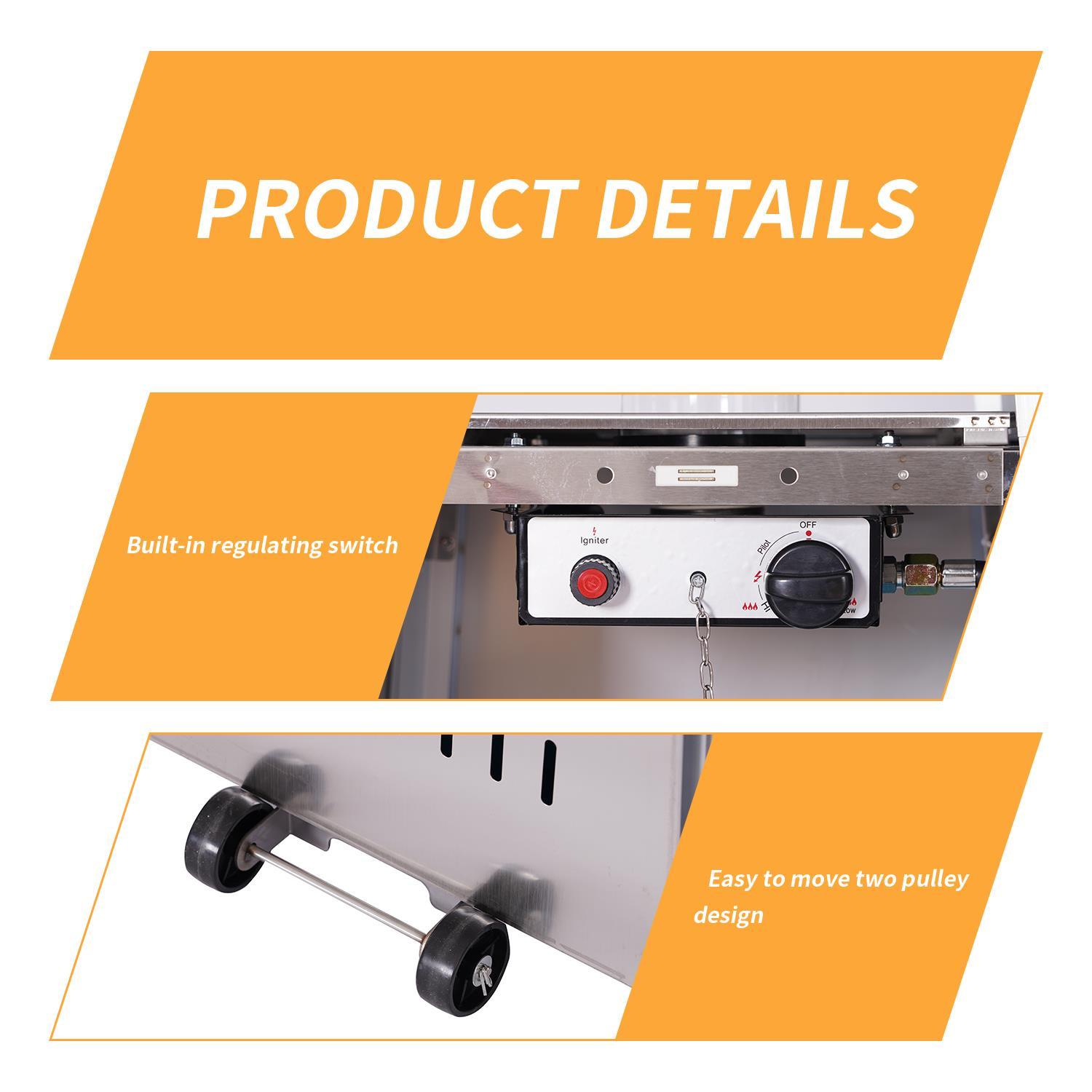 iTopRoad Heater 46,000 BTU Output Portable Flame Heater Stainless Steel Color - Image 4