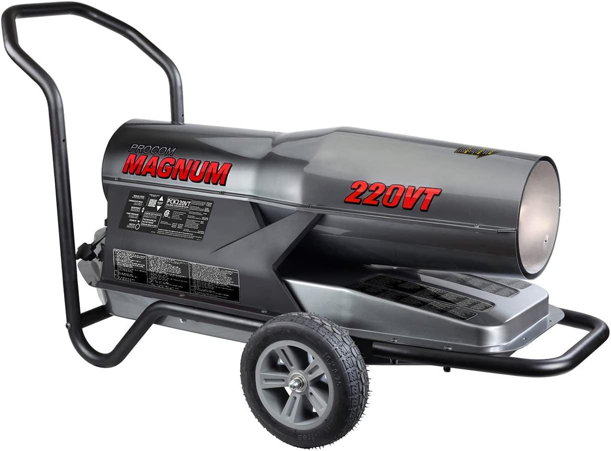 ProCom Heating PCK220VT Magnum Kerosene Forced Air Heater-160,000-220,000, Multifuel, 220,000 BTU, Black
