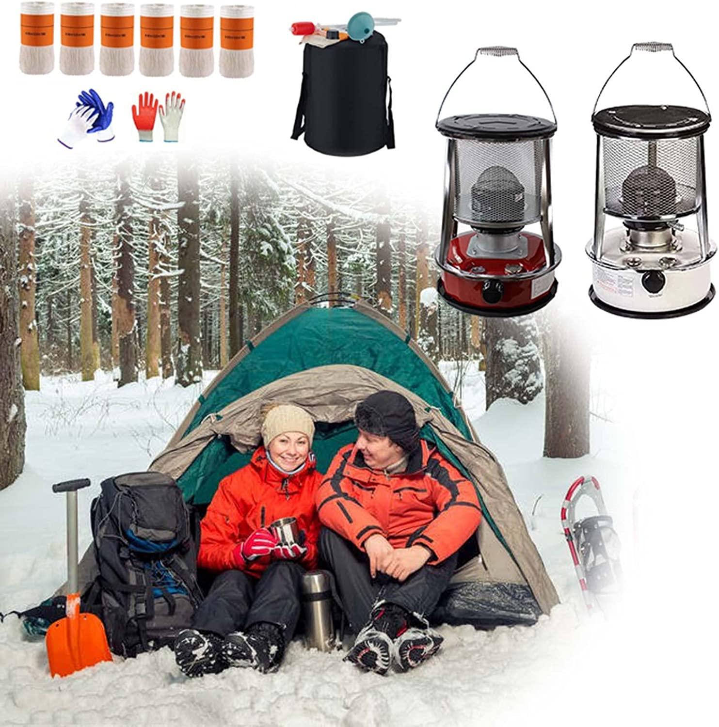 Camping Heater Portable Kerosene Stove Convection Kerosene Wick Heater Outdoor Hiking Ice Fishing Emergency Heaters Burner 4.6L 6L Red, White (Color : Red (4.6L 6 Wicks))