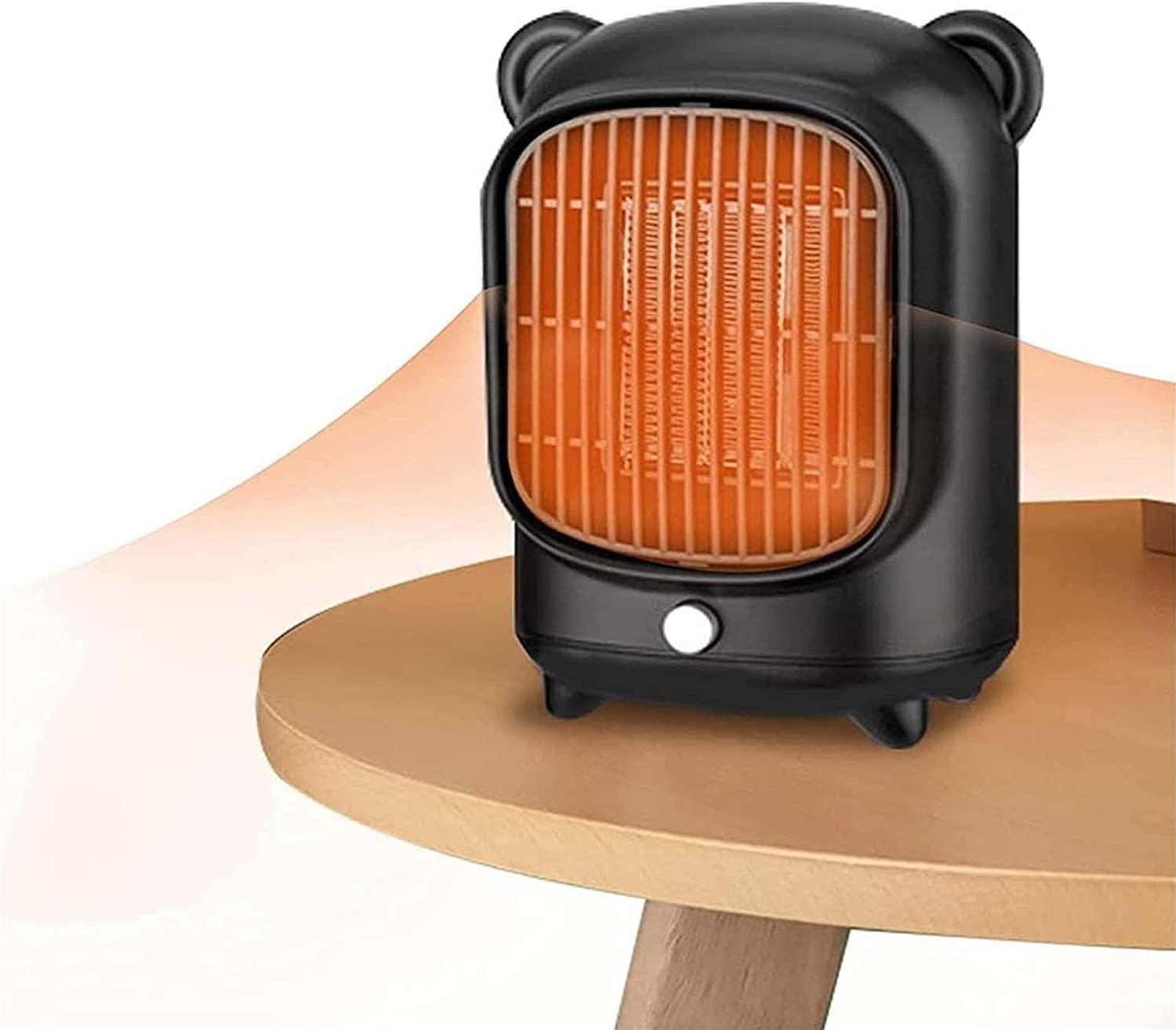 Mini Space Heater Portable Ceramic Heater Fan With Thermostat Ceramic Small Space Heater Space Heater For Indoor Use For Office Desk Bedroom (Green) (Color : Black)