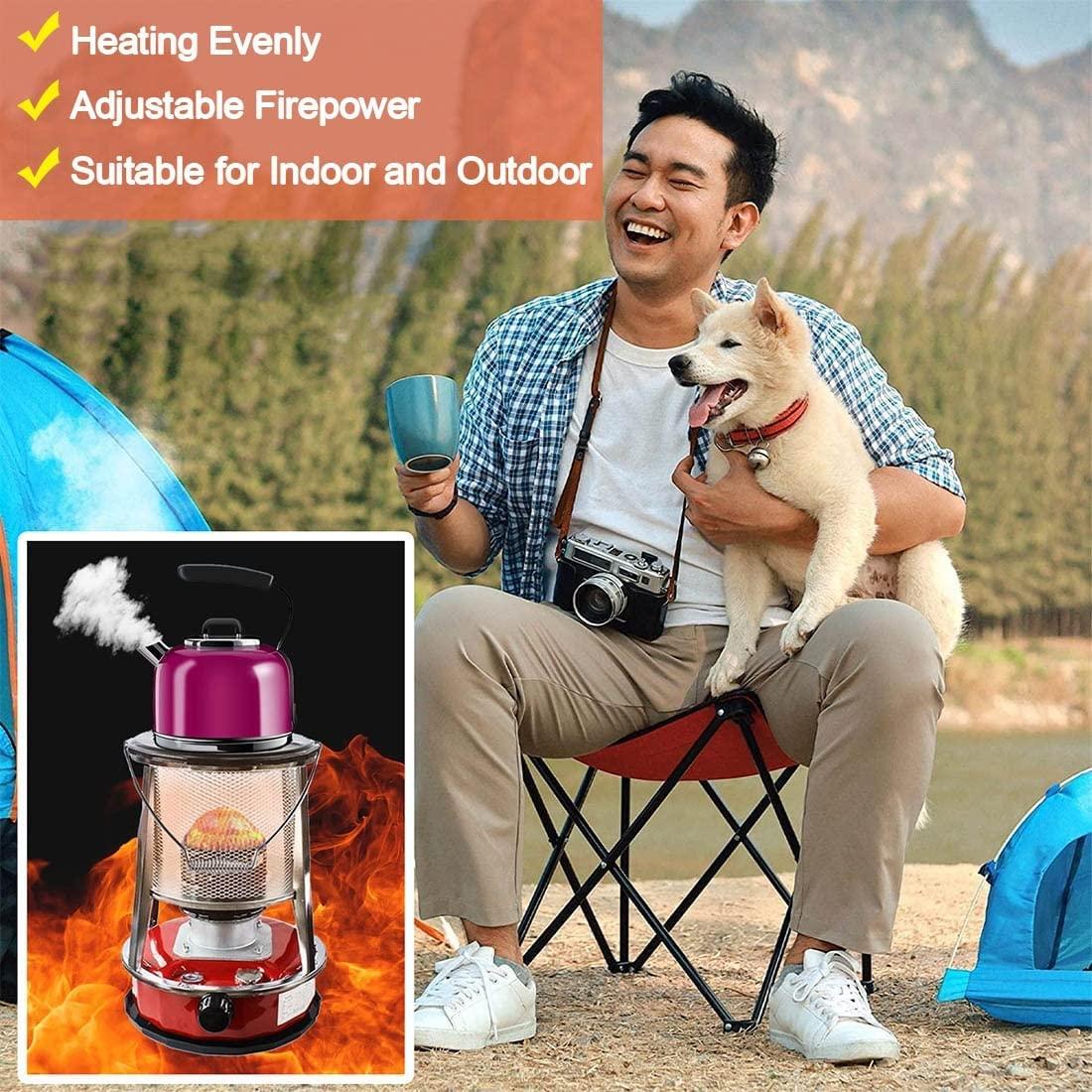 Tent Petroleum Heater Stove Without Electricity Heater for Indoor (4.6L/Red 6L/White) Emergency Stove for Petroleum Heater,Indoor Petroleum Stove with 6 Spare Wicks and 2 Gloves (Size : 4.6L/Red) - Image 4
