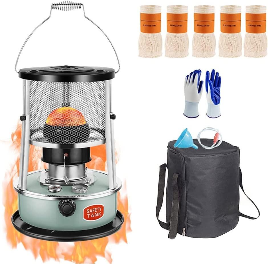 Tent Kerosene Stove Heater, Portable Petroleum Heater Space Heater, Outdoor Efficient Camping Stove Indoor Non Electric Heaters, for Ice Fishing Hiking Hunting (Color : Green 4.5L)
