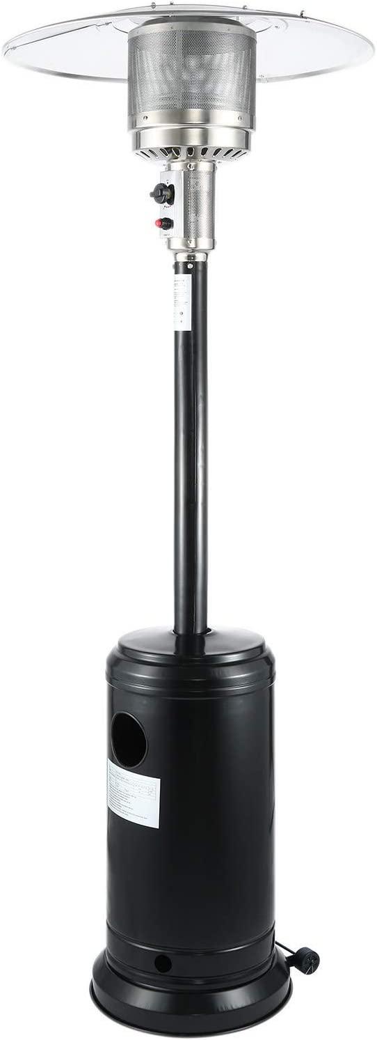 Propane Patio Heater with Wheels and Table Large Air Pot Pro (Black, One Size)