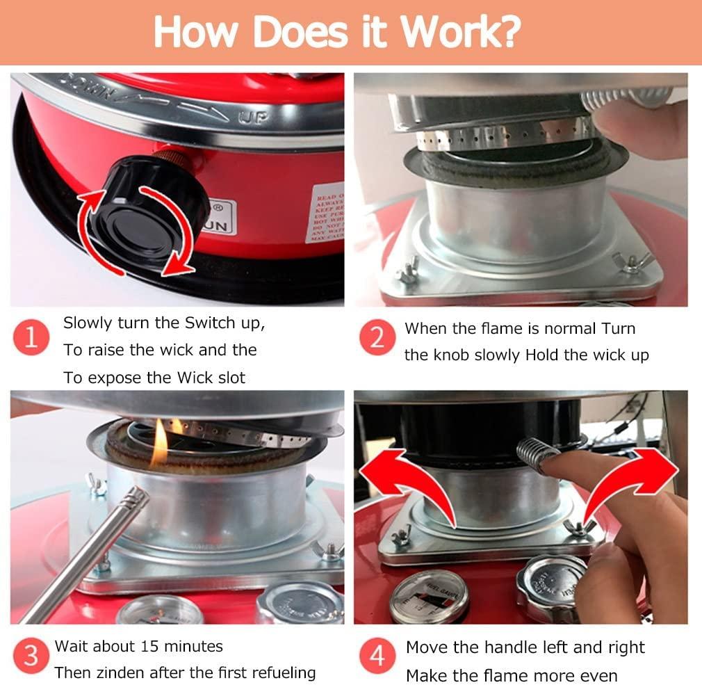 Lnder Outdoor Portable Kerosene Heater 4.6L/6L Adjustable Flame Camping Stove Multifunction Emergency Heater Workshop Heater,Cooking (Size : 6L/White) - Image 5