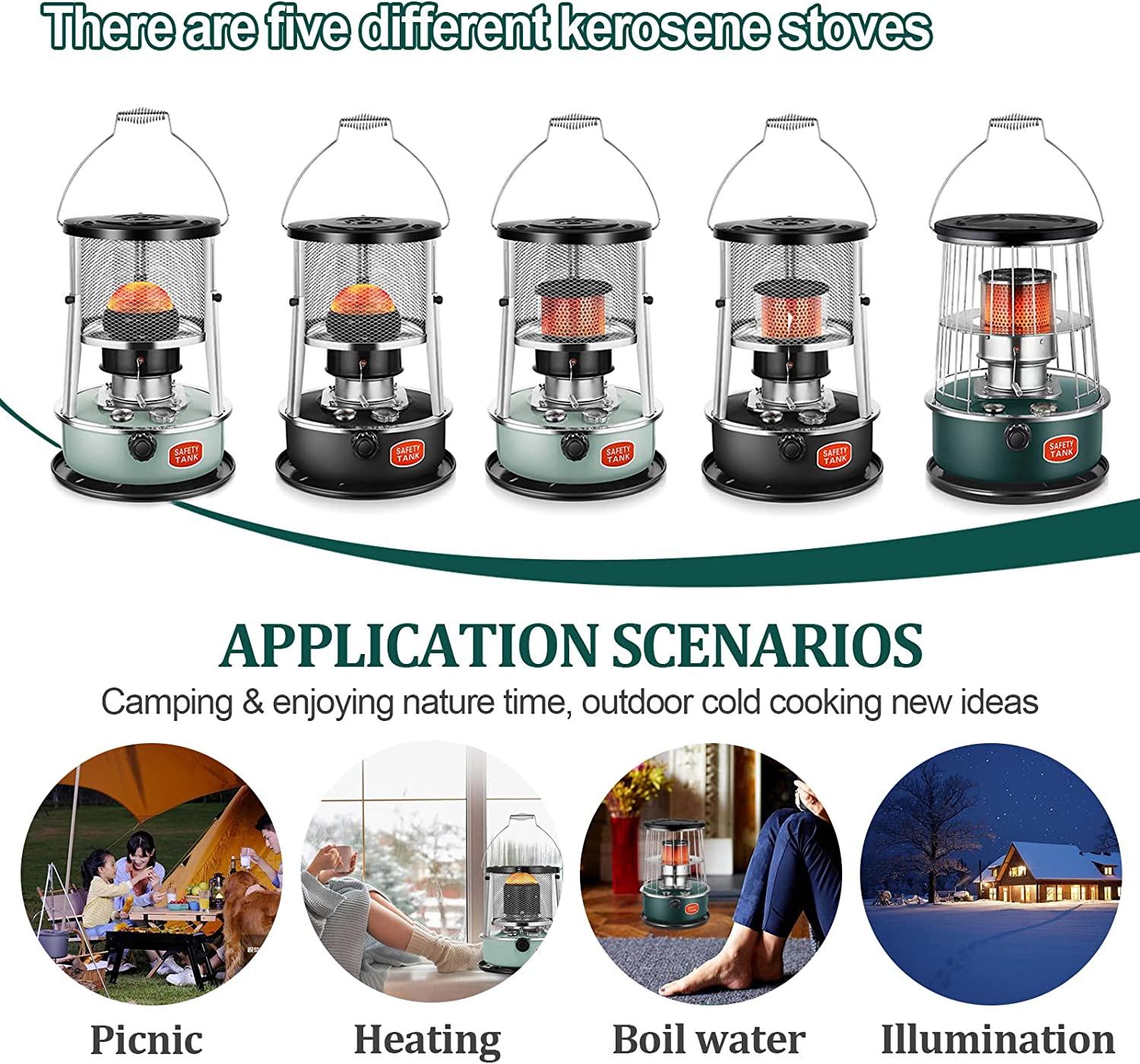 Kerosene Heater for Indoor Outdoor Use, Portable Multifunctional Stove with Storage Bag, Kerosene Stove Heater for Camping Hiking Survival Emergency Patio, Great Heat Output (Black A) - Image 3