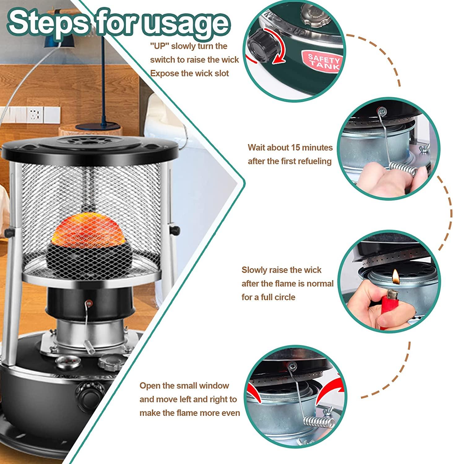 Kerosene Heater for Indoor Outdoor Use, Portable Multifunctional Stove with Storage Bag, Kerosene Stove Heater for Camping Hiking Survival Emergency Patio, Great Heat Output (Black A) - Image 7