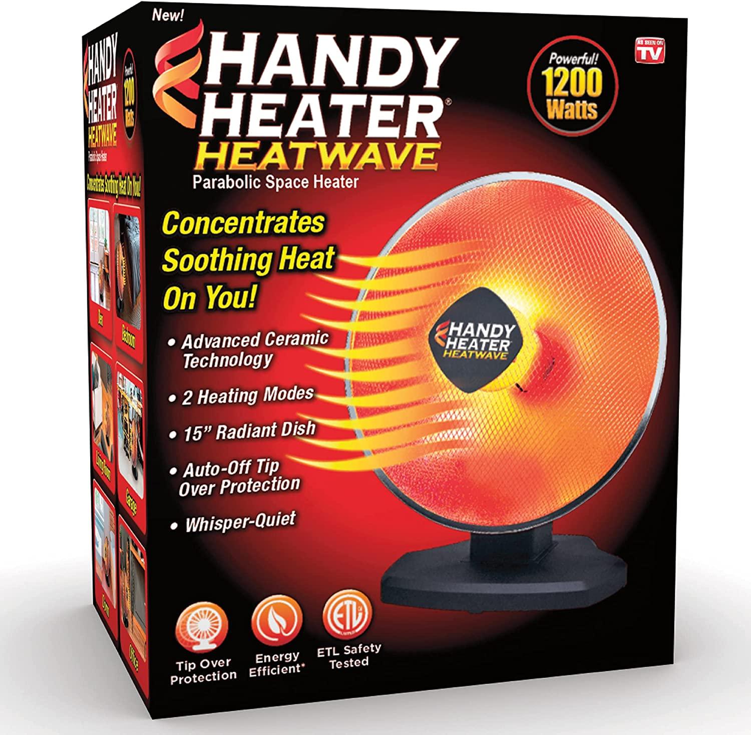 Ontel Handy Heater Heatwave Parabolic Space Heater with Ceramic Heating Technology