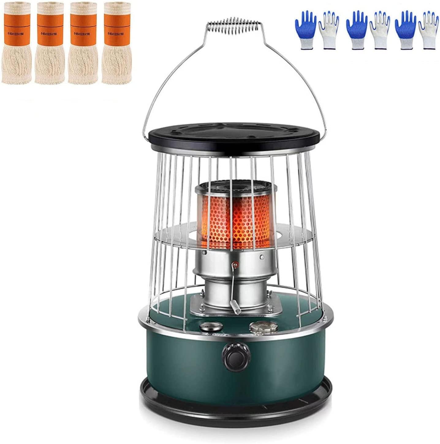 Portable Kerosene Heater Stove Indoor Kerosene Heater Height Adjustable Oil Heaters Non Electric Heaters with 4 Wicks Light and Convenient for Home Indoor Outdoor Camping Deck-6L A