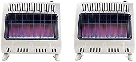 Mr. Heater F299730 Vent  Blue Flame Liquid Propane Heater with 30 000 BTU Output Low Oxygen Shut-Off System and Blue Flame Burner in White 2 pack
