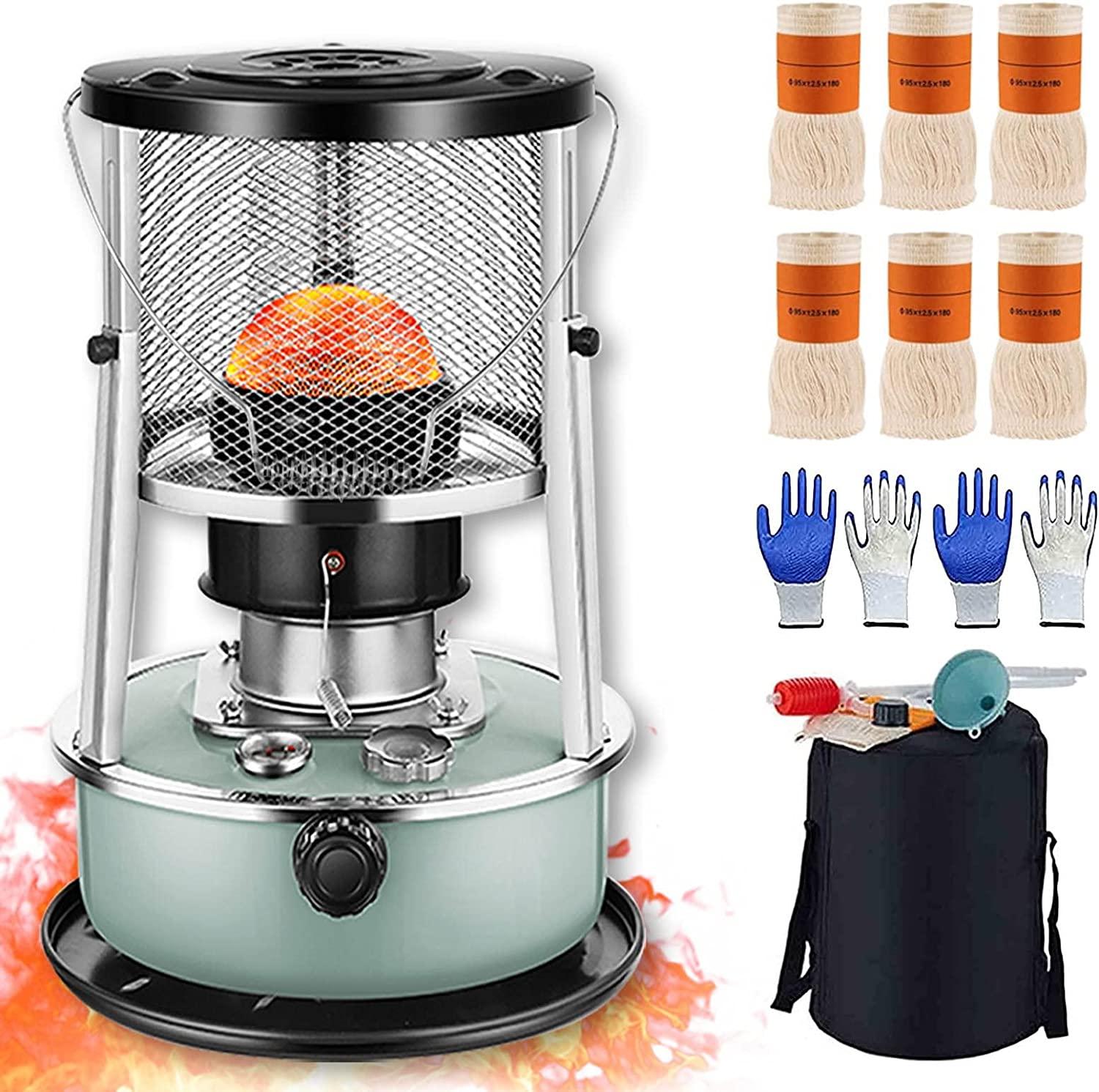Aigoss Kerosene Stove Heater for Indoor Use, Portable Kerosene Heaters for Indoor Use Non Electric Emergency Heater for Home and Camping Heater with 6 Wicks, Stove Bag ＆ Gloves