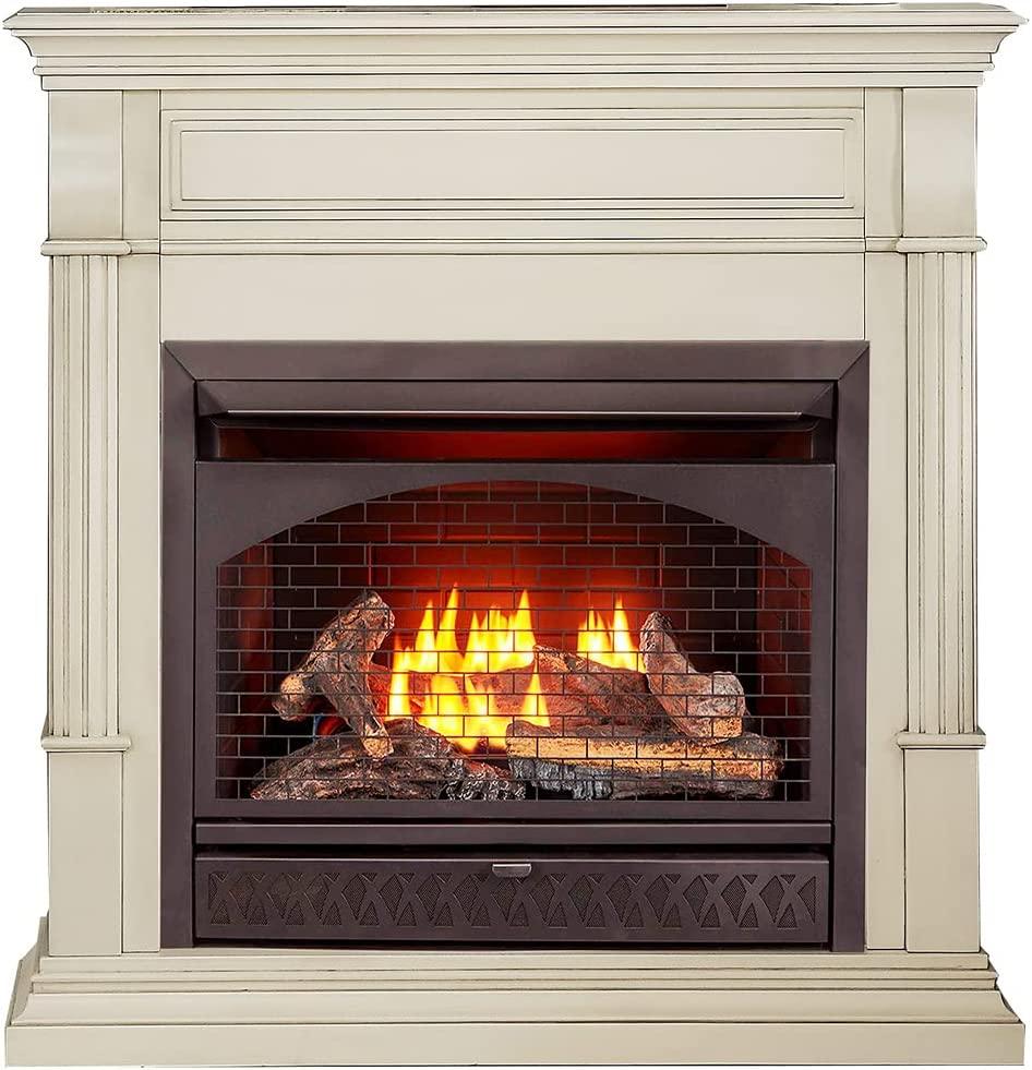 ProCom Dual Fuel Vent  Gas Fireplace System - 26,000 BTU, Temperature Control, Antique White Finish - Model# FBNSD28T-2AW