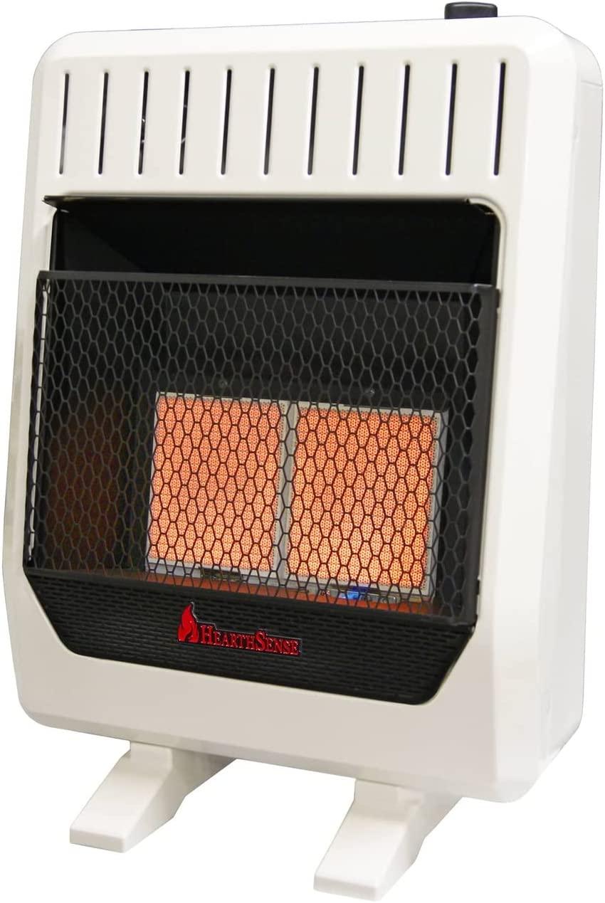 HearthSense Dual Fuel Ventless Infrared Plaque Heater With Base and Blower - 20,000 BTU, Temperature Control - Model# IR16T-BB-R (Renewed)