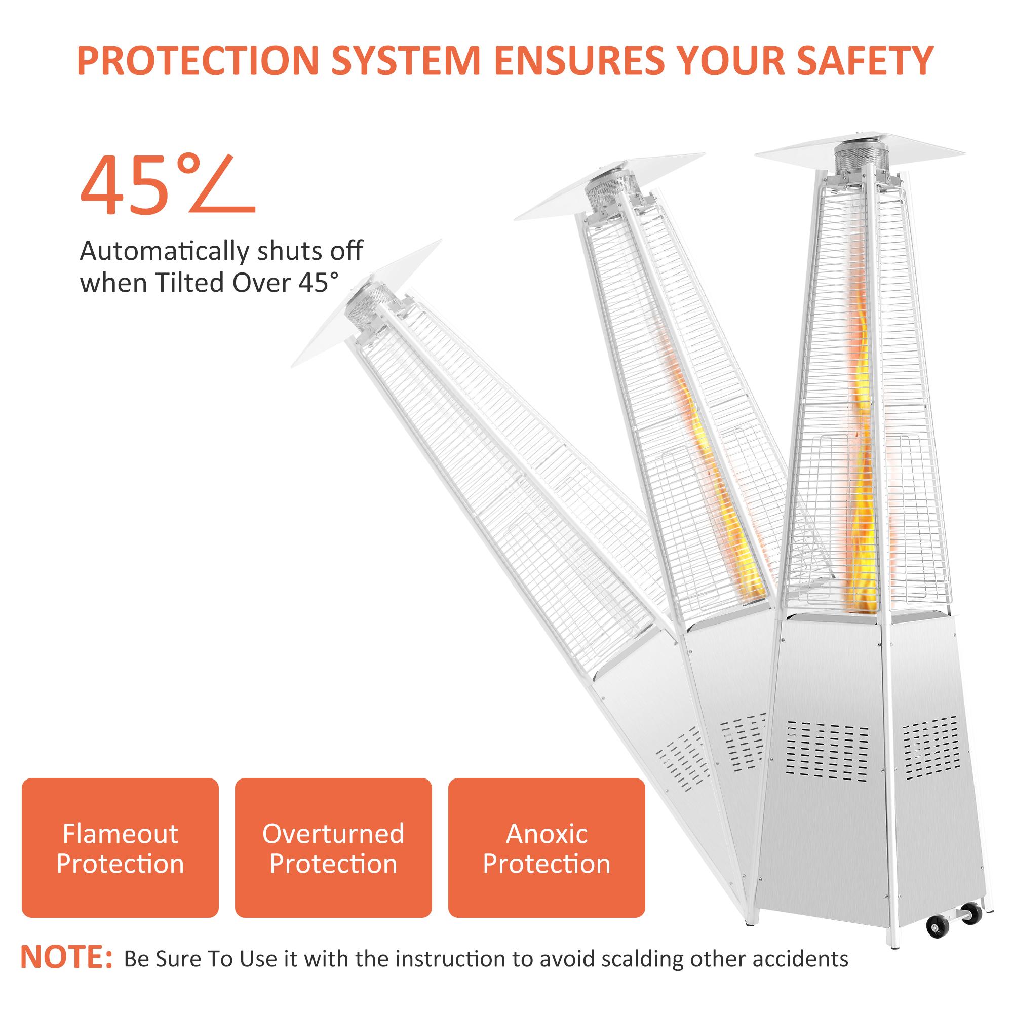 Aibecy 42000 BTU Stainless Steel Material Pyramid Glass Tube Outdoor with Long Strips of with Aluminum Reflector Shield Heating Up to 115 feet - Image 4