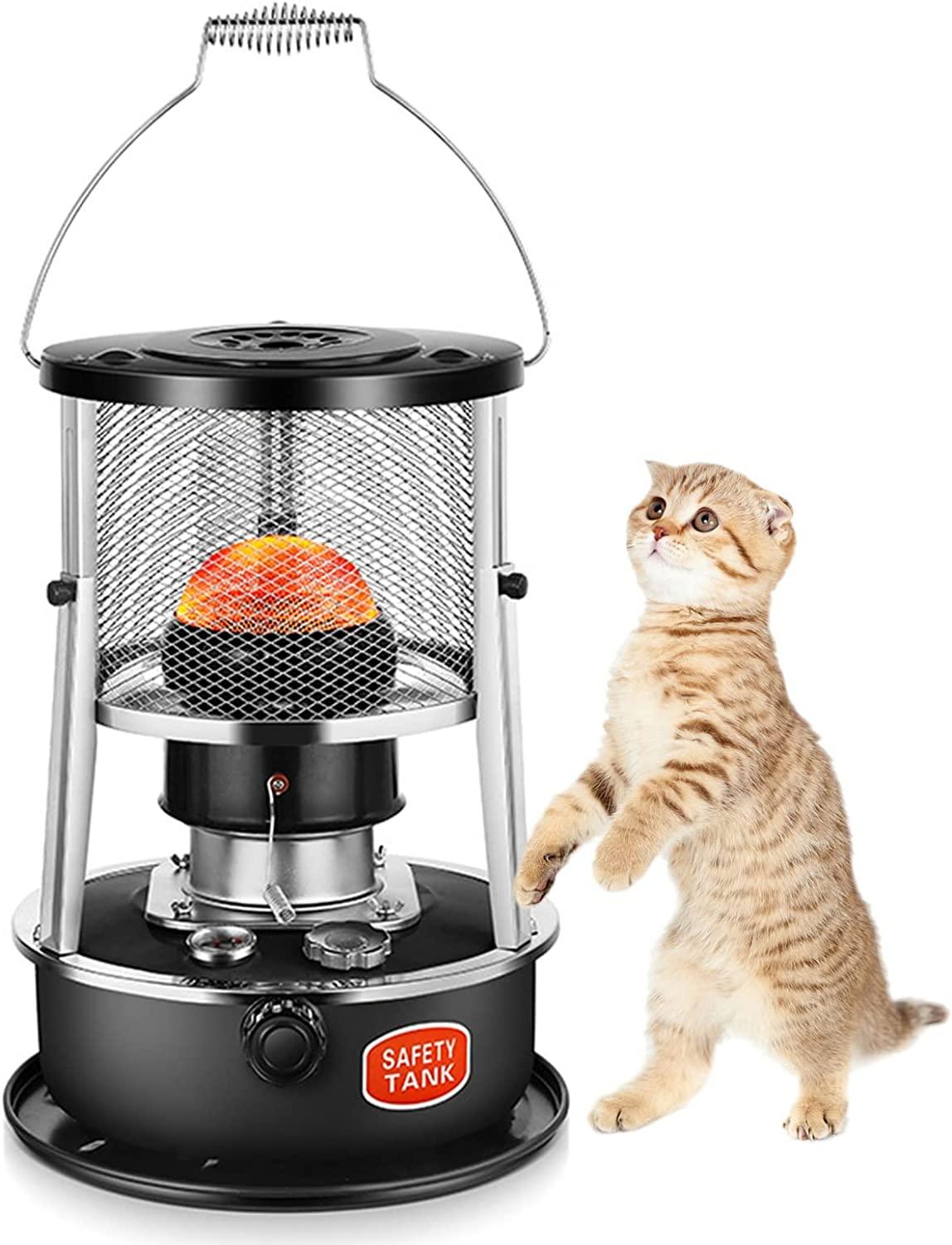 Portable Kerosene Stove Heater for Field Camping 4.5L Convection Style Kerosene Heaters Multifunctional Kerosun Heater with Cotton Core (Color : Black)