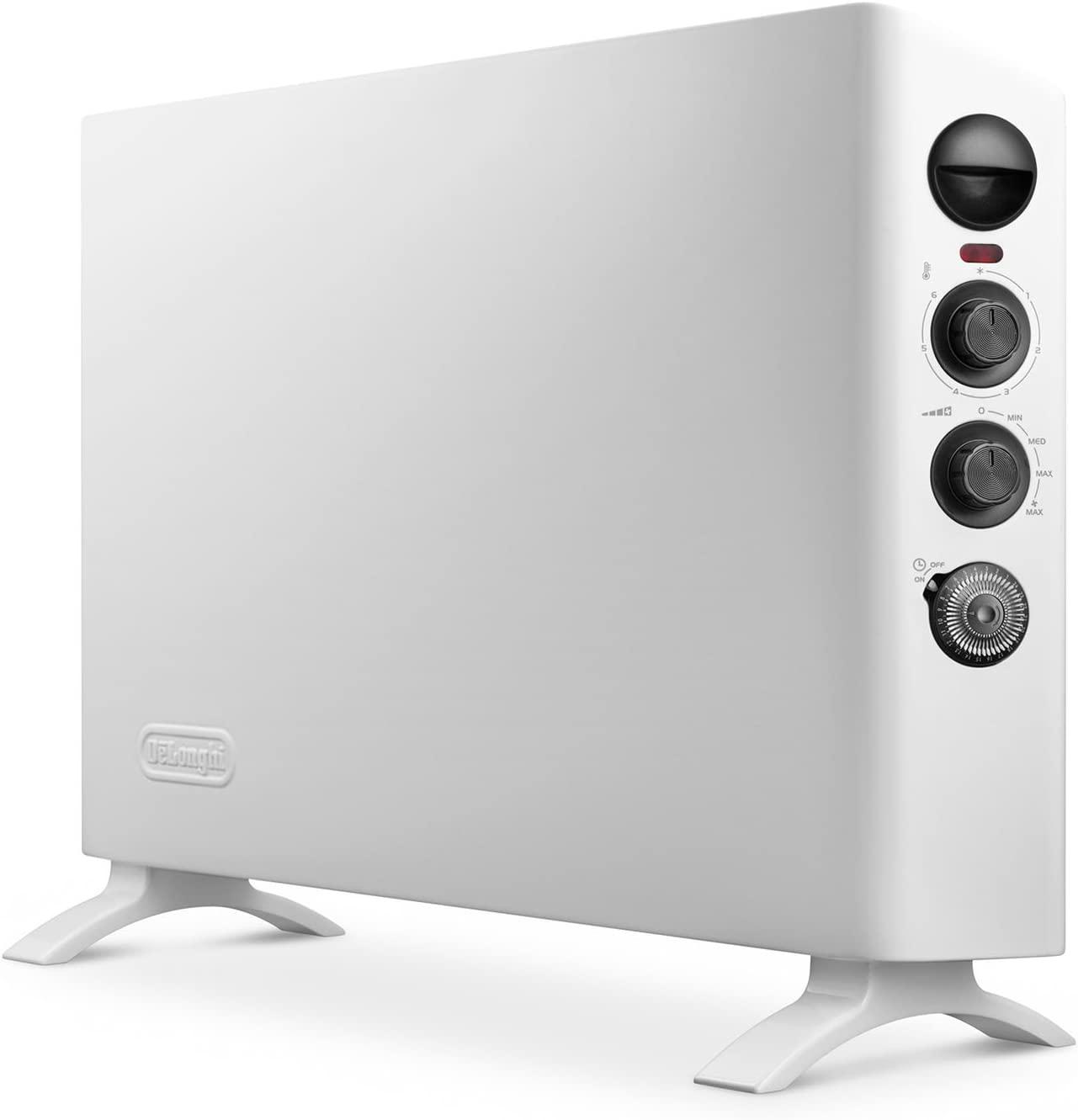 De'Longhi HSX3315FTS Digital 1500W Convection Panel Heater with Dual Fan, 16 lbs, White-Slim Style