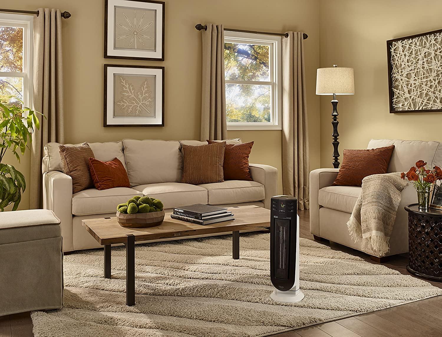 De'Longhi Ceramic Tower Heater, Quiet 1500W, Digital Adjustable Thermostat, 3 Heat Settings, Timer, Remote Control, ECO Energy Saving Mode, Safety Features, 24", Dark Gray, TCH7915ER - Image 4