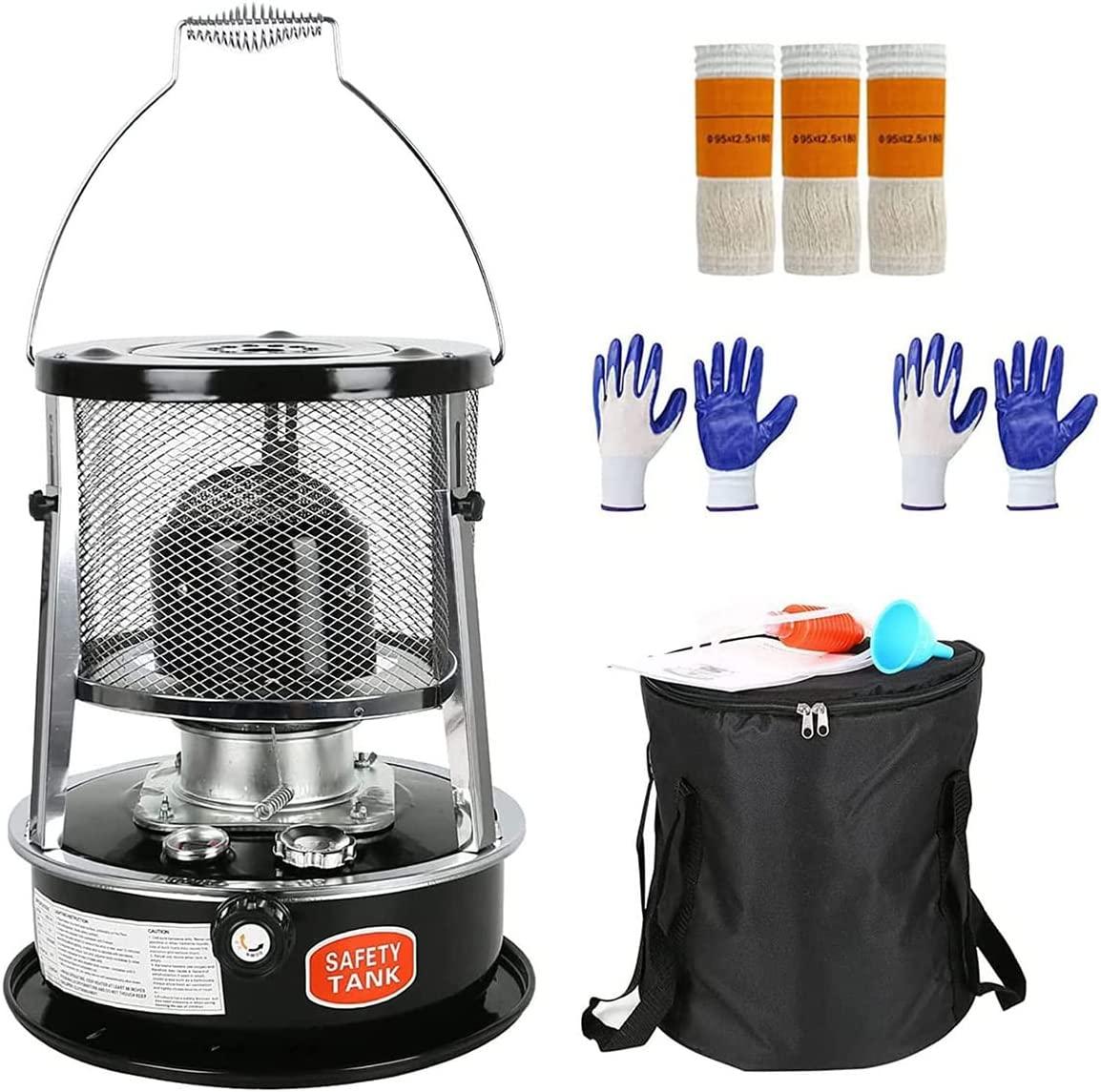 Portable Kerosene Heater Stove, Kerosene Stove Burner Non Electric 9000 BTU Camping Oil Heaters, for Indoor Outdoor Patio Deck Home, 4.5L Black, 360° Surround Heating