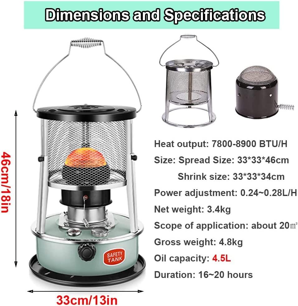 Kerosene Heaters for Indoor Use 4.5L Kerosene Stove Heater with Stove Bag Non Electric Heater Low Power Consumption Backpack Hiking Hunting (Color : Blue) - Image 7