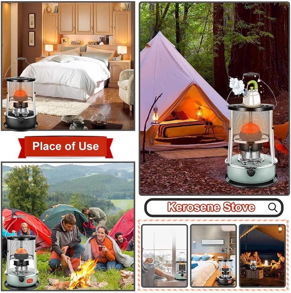 Emergency Patio Kerosene Stove, Portable Mobile Kerosene Heater Petroleum Heater, 4.5L Efficient Camping Oil Heaters, Without Electricity Home Space Heater with 6 Wicks (Color : Green 4.5L) - Image 4