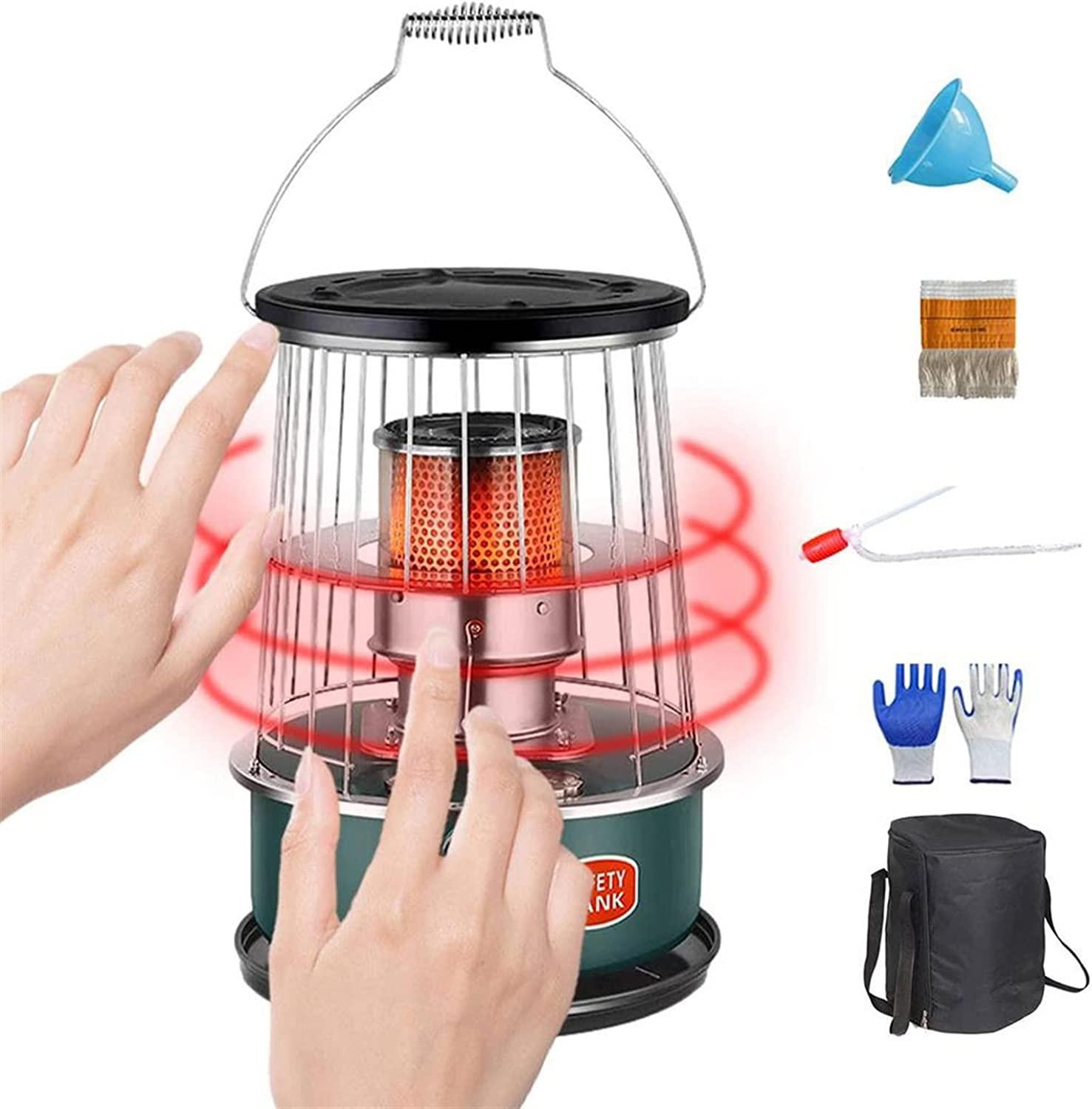 TXNNYLF Portable Petroleum Heater Stove for Outdoor Camping,6L Kerosene Heating Furnace,Lightweight Stainless Steel Oil Heater for Cooking, Indoor (Color : Green)