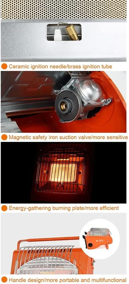 JOJAN Outdoor Butane Heater, Portable Camping Gas Heated Stove, Lightweight Tent Space Heater, Winter Camp Heating Stove, Heater & Stove 2 in 1 (Color : Orange) - Image 4