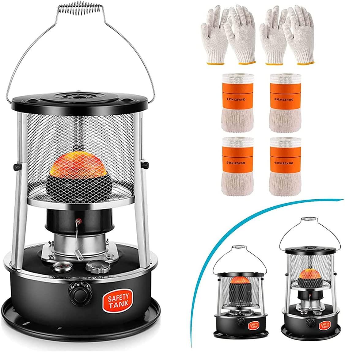 Portable Kerosene Heater Stove, Indoor Kerosene Heater with 4 Wicks, Adjustable Height 34-46cm, Camping Kerosene Diesel Heaters for Indoor Outdoor, Patio, Deck, Home, 4.5L